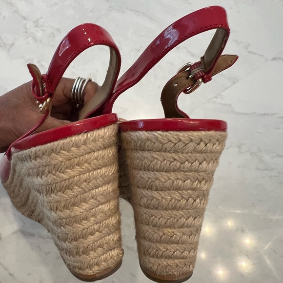 Coach Women's Red Peep Toe Slingback Shoes - Picture 7 of 10